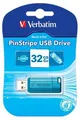 PinStripe USB flash meghajtó, karibik kék, 32 GB, USB 2.0, 10/4 MB/másodperc, VERBATIM
