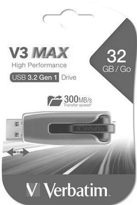 Termék főképe USB flash disk "V3 MAX", modrá-černá, 32GB, USB 3.0, 175/80MB/sec, VERBATIM