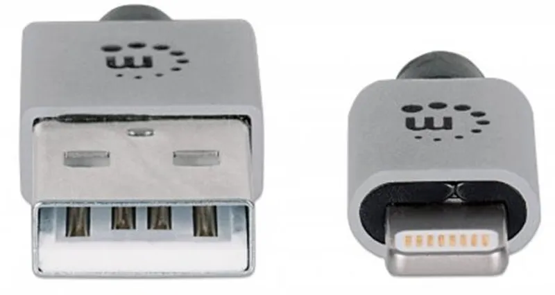 Termék főképe USB kabel "iLynk", lightning, 1 m, metalická stříbrná, MANHATTAN