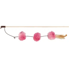 Csali/bot pom-pom labdákkal és tollakkal, 40 cm