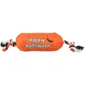 Válec HALLOWEEN, plyšová hračka se zvukem, na laně, 30 cm, oranžová - LIMITOVANÁ NABÍDKA