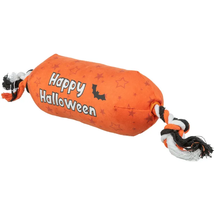Termék főképe Válec HALLOWEEN, plyšová hračka se zvukem, na laně, 30 cm, oranžová - LIMITOVANÁ NABÍDKA