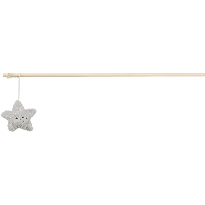 Termék főképe Vánoční hrací prut s hvězdičkou a catnipem, 48 cm, plyš/dřevo, šedá