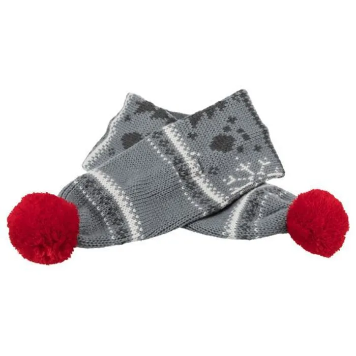 Termék főképe Vánoční šál s bambulkou, L: 90 cm, šedobílá/červená