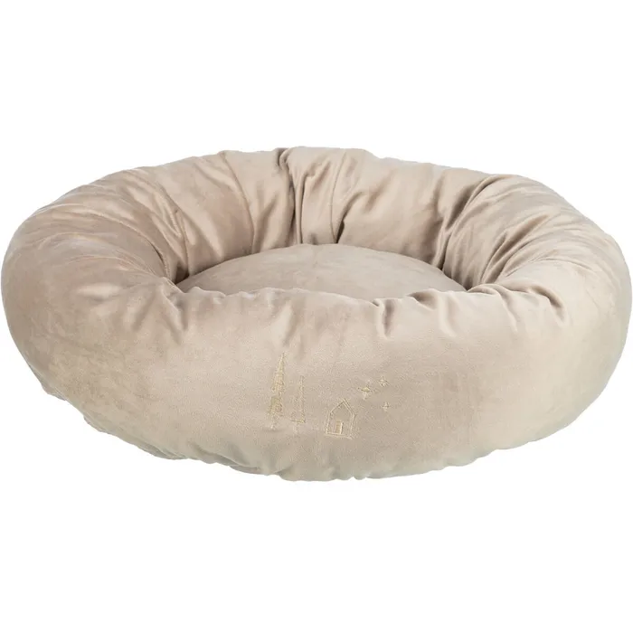 Termék főképe Vánoční sametový pelech LIVIA, kulatý s okrajem, o 50 cm, béžová