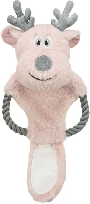 Termék főképe Vánoční sob na laně, šustící, 47 cm, plyš/bavlněné lano, růžová/šedá