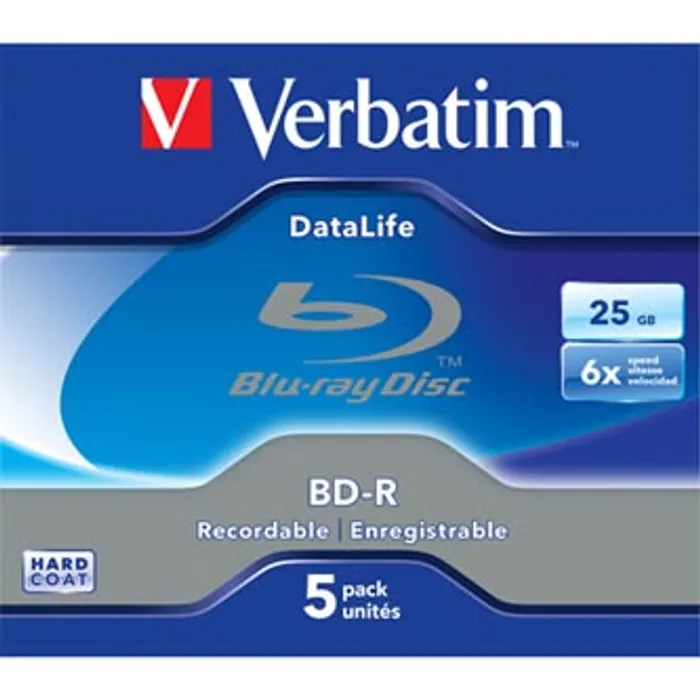 Termék főképe Verbatim BD-R, Datalife, 25GB, jewel box, 43836, 6x, 5-pack