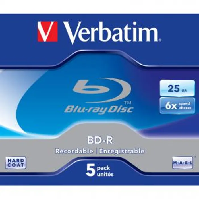 Termék főképe Verbatim BD-R, Single Layer 25GB, jewel box, 43715, 6x, 5-pack, pro archivaci dat