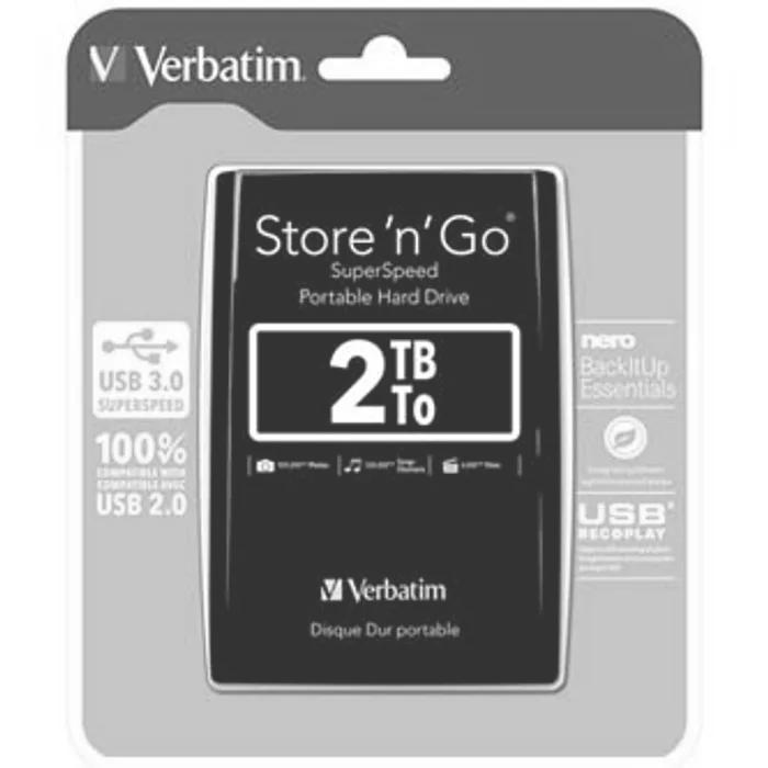 Termék főképe Verbatim externí pevný disk, Store N Go, 2.5", USB 3.0 (3.2 Gen 1), 2TB, 53177, čern