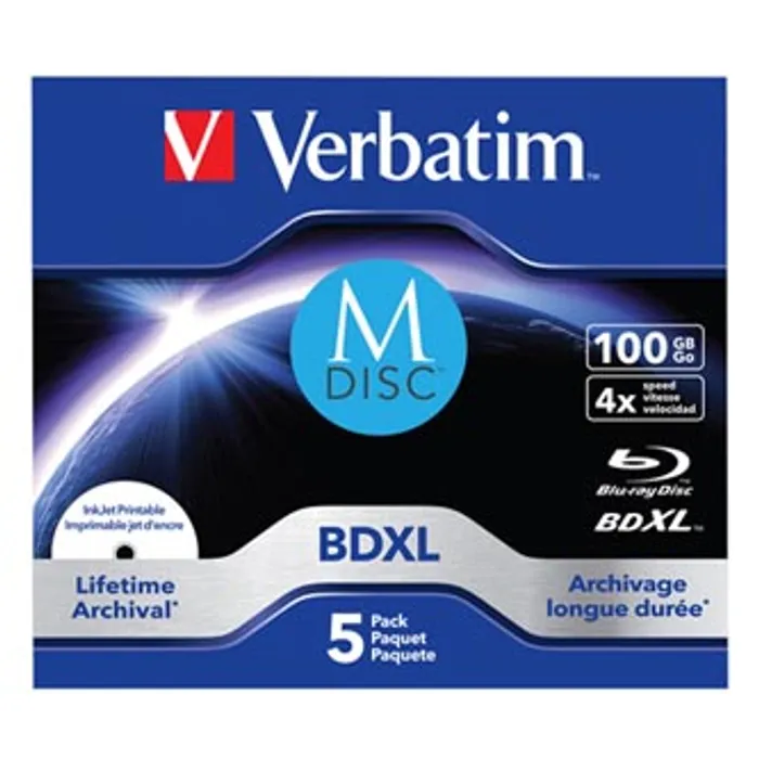 Termék főképe Verbatim MDISC, Lifetime archival BDXL, 100GB, jewel box, 43834, 4x, 5-pack