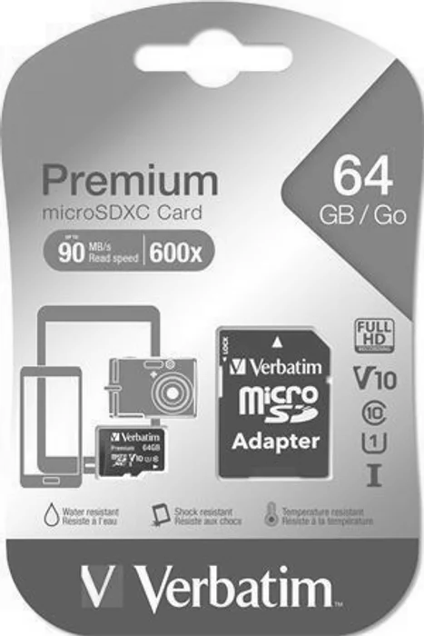 Termék főképe Verbatim Micro Secure Digital Card, 64GB, micro SDXC, 44084, UHS-I U1 (Class 10), s adapt