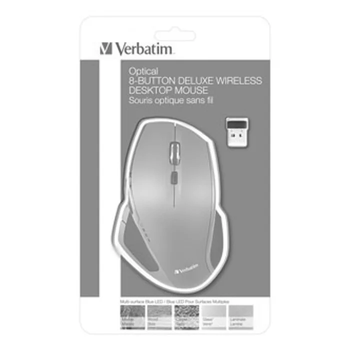 Termék főképe Verbatim Myš Deluxe, 1600DPI, 2.4 [GHz], optická, 8tl., 1 kolečko, bezdrátová, šedá, 2 ks