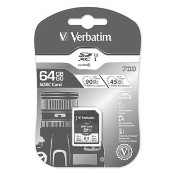 Termék főképe Verbatim paměťová karta SDXC Pro, 64GB, SDXC, 47022, UHS-I U3