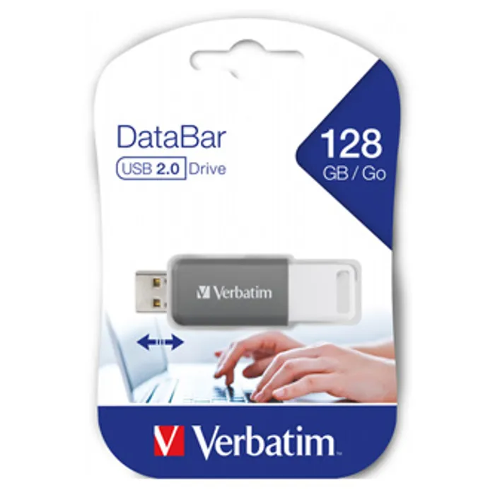 Termék főképe Verbatim USB flash disk, 2.0, 128GB, DataBar, šedý, 49456, pro archivaci dat