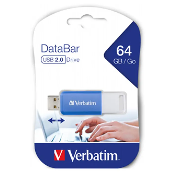 Termék főképe Verbatim USB flash disk, 2.0, 64GB, DataBar, modrý, 49455, pro archivaci dat