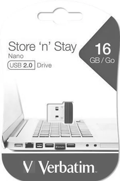 Termék főképe Verbatim USB flash disk, USB 2.0, 16GB, Nano, Store N Stay, černý, 97464, USB A