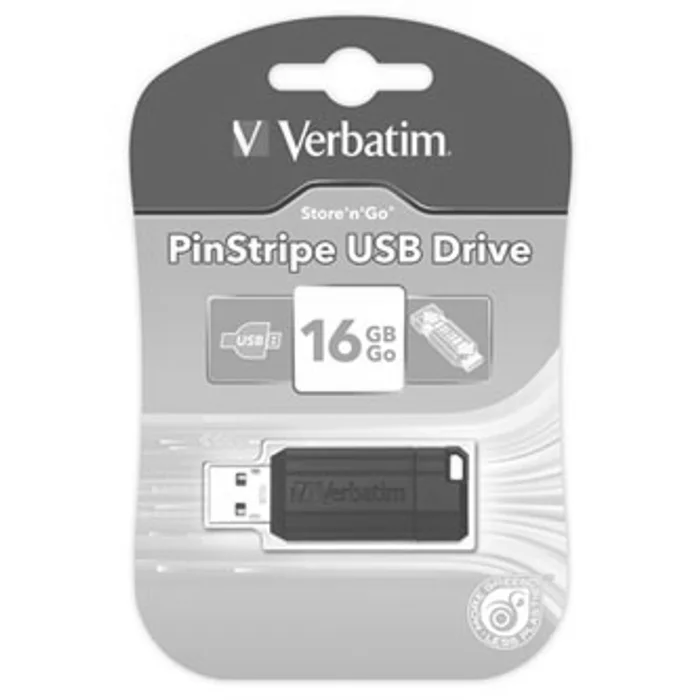 Termék főképe Verbatim USB flash disk, USB 2.0, 16GB, PinStripe, Store N Go, černý, 49063, USB A, s výs