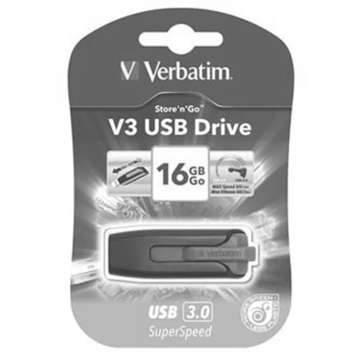Termék főképe Verbatim USB flash disk, USB 3.0 (3.2 Gen 1), 16GB, V3, Store N Go, černý, 49172, USB A,