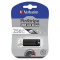 Verbatim USB flash meghajtó, USB 3.0 (3.2 Gen 1), 256 GB, PinStripe, Store N Go, fekete, 49320,
