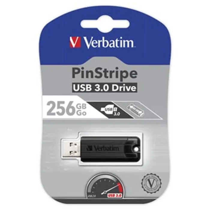 Termék főképe Verbatim USB flash disk, USB 3.0 (3.2 Gen 1), 256GB, PinStripe, Store N Go, černý, 49320,