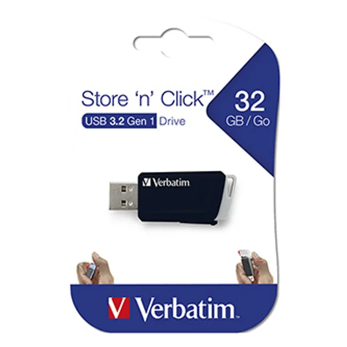 Termék főképe Verbatim USB flash disk, USB 3.0 (3.2 Gen 1), 32GB, Store N Click, černý, 49307, USB A, s