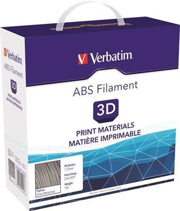 Termék főképe Vlákno ABS pro 3D tiskárny, šedo-stříbrná kovová 1,75 mm, 1kg, VERBATIM