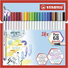 Száljelölő rugalmas ecsetvéggel STABILO Pen 68 ecset - 24 db-os készlet