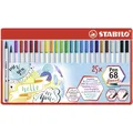 Száljelölő rugalmas ecsetvéggel STABILO Pen 68 ecset - 25 db dobozban