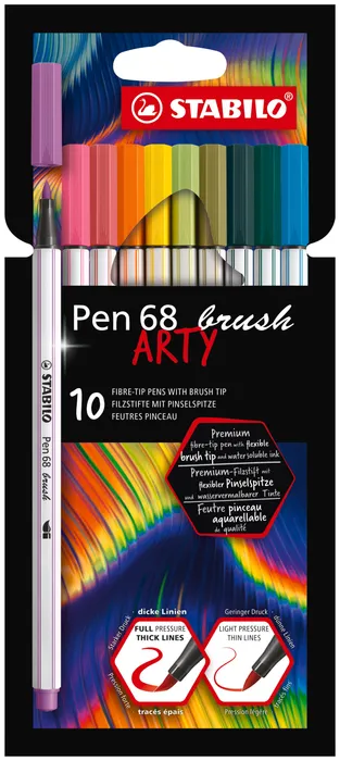 Termék főképe Vláknový fix s flexibilním štětcovým hrotem STABILO Pen 68 brush ARTY - 10 ks sada