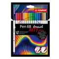 Száljelölő rugalmas ecsetvéggel STABILO Pen 68 ecset ARTY - 18 db tok