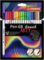 Száljelölő rugalmas ecsetvéggel STABILO Pen 68 ecset ARTY - 18 db tok