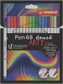 Száljelölő rugalmas ecsetvéggel STABILO Pen 68 ecset ARTY - 18 db tok