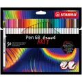 Száljelölő rugalmas ecsetvéggel STABILO Pen 68 ecset ARTY - 30 db-os készlet