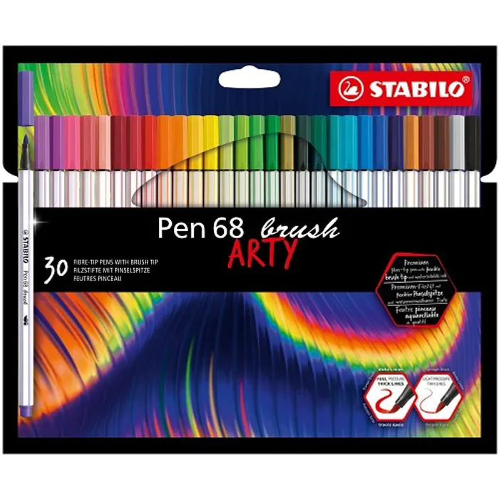 Termék főképe Vláknový fix s flexibilním štětcovým hrotem STABILO Pen 68 brush ARTY - 30 ks sada