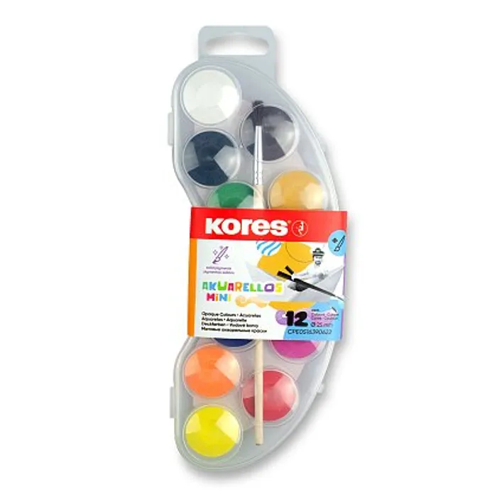 Termék főképe Vodové barvy Kores Akuarellas 12 barev, průměr 25 mm