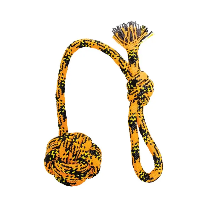 Termék főképe Vrhací bavlněné lano s míčem HipHop ROPE o 7cm / 48 cm, neon oranžová, černá, žlutá