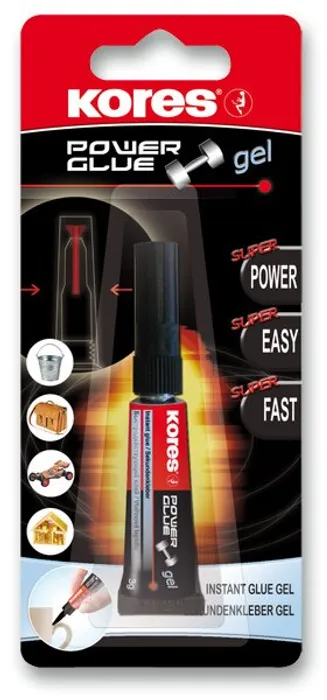 Termék főképe Vteřinové gelové lepidlo Kores Power Glue Gel 3 g – nestékající sekundové lepidlo pro přesné lepení
