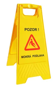 Figyelmeztető tábla - VIGYÁZAT A NEDVES PADLÓRA