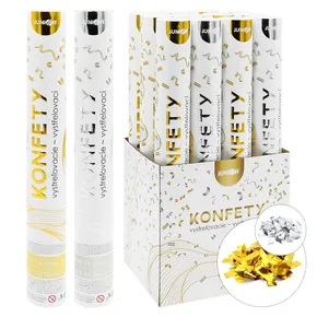 Kilövős konfetti – cső 40 cm, ezüst metál téglalapok [1 db]
