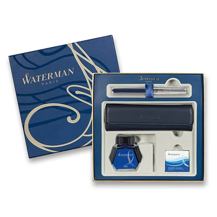 Termék főképe Waterman Exception Made in France DLX Blue CT plnicí pero, dárková kazeta s pouzdrem, inko