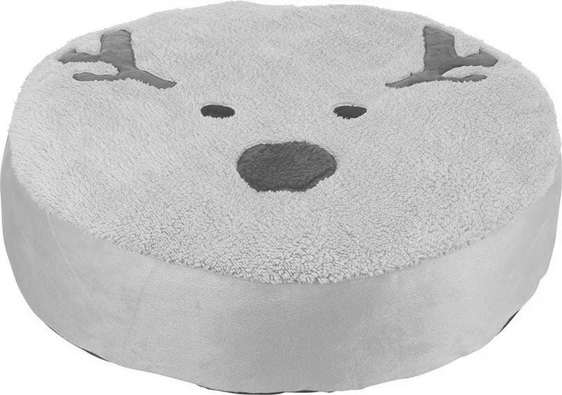 Termék főképe Xmas Cushion Moose - vánoční kulatý polštář sob, 60 cm, fleece/plyš, světlehnědá