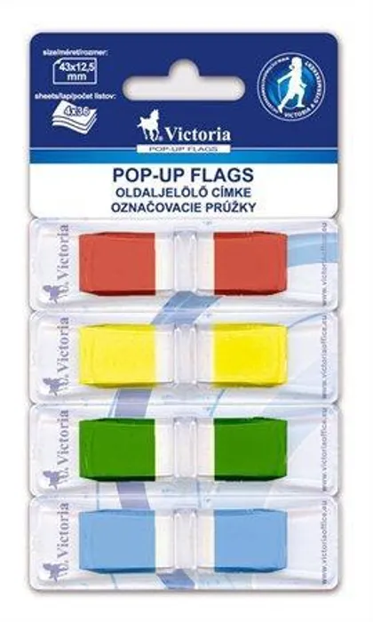 Termék főképe Záložky se zásobníkem, 4x36 lístků, 43x12,5 mm, VICTORIA, mix barev