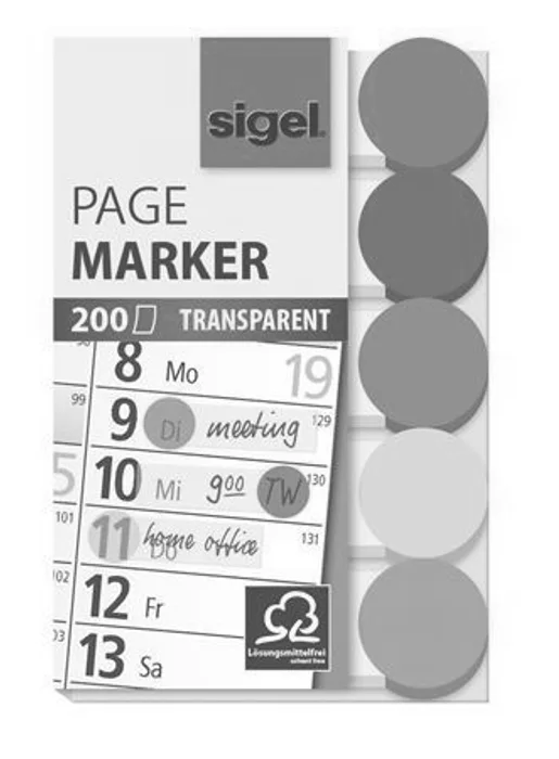 Termék főképe Záložky, transparentní s kolečkem, mix barev, 5x40 útržků, 50x12 mm, SIGEL