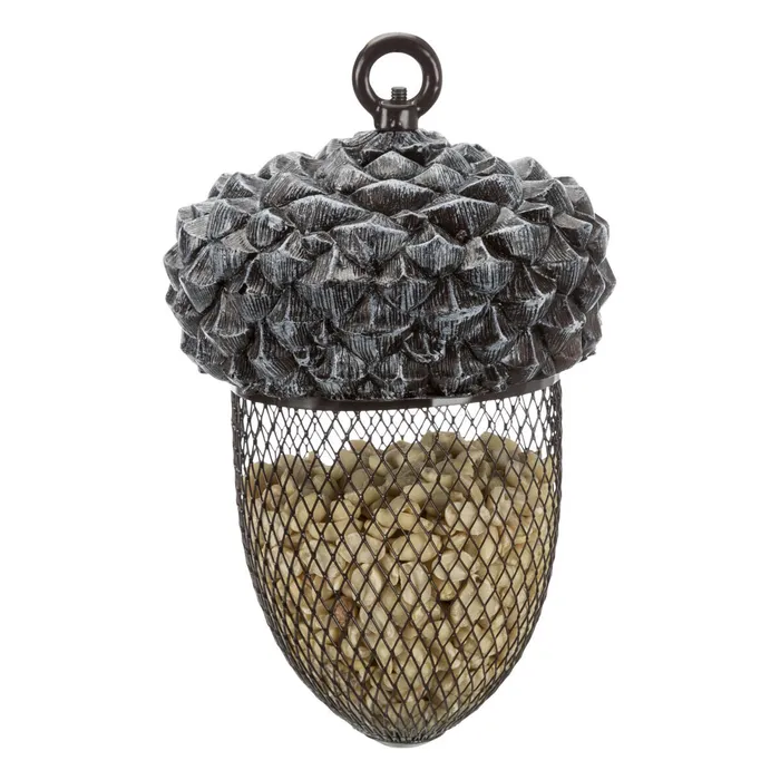 Termék főképe Žalud - zásobník na ptačí krmivo, 700 ml/14×22 cm, pryskyřice/kov, hnědá/bílá