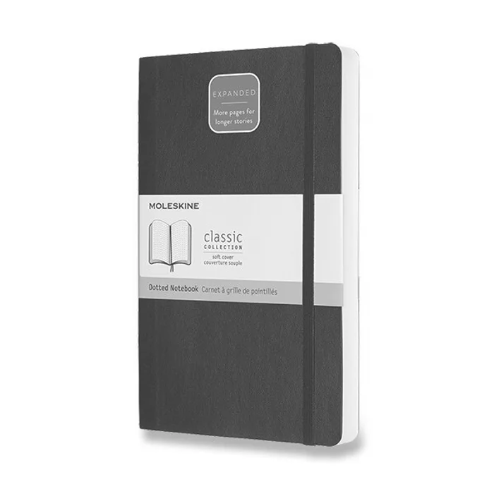 Termék főképe Zápisník Moleskine Expanded - měkké desky L, tečkovaný, černý