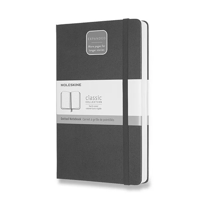 Termék főképe Zápisník Moleskine Expanded - tvrdé desky L, tečkovaný, černý