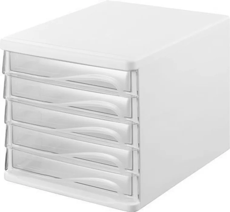Termék főképe Zásuvkový box, 5x zásuvka, šedý/transparentní, plastový, HELIT
