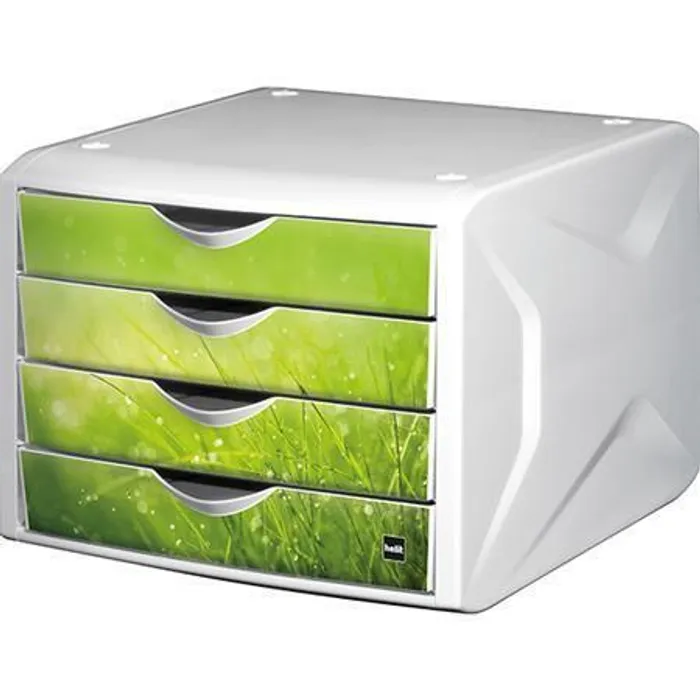 Termék főképe Zásuvkový box "Chameleon", 4 zásuvky, bílo-zelená, plast, HELIT