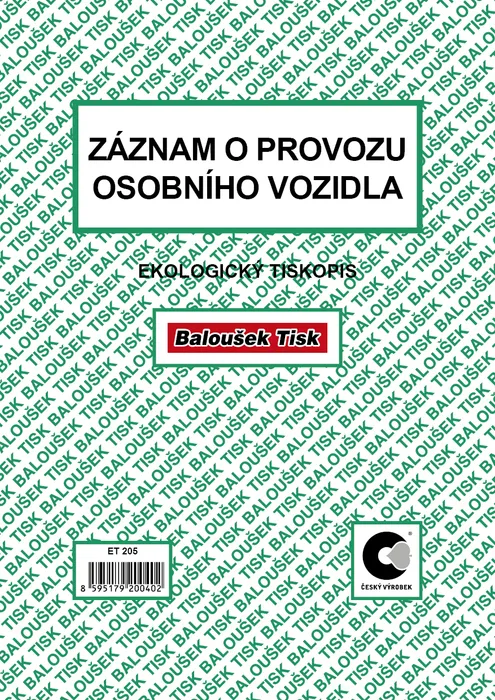 Termék főképe Záznam o provozu osobního vozidla A5 /stazka/ ET205