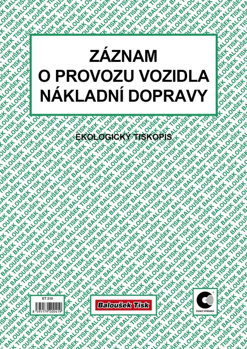 Termék főképe Záznam o provozu vozidla nákladní dopravy A4 stazka ET210